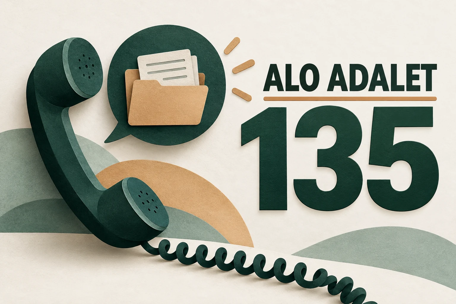 Alo Adalet 135 yazısı ile telefon ve dosya simgelerinden oluşan temsili görsel.